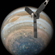 This illustration depicts NASA’s Juno spacecraft soaring over Jupiter’s south pole.